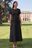 Load image into Gallery viewer, Dark Green A Line Floral Round Neck Maxi Formal Dress with Sleeves