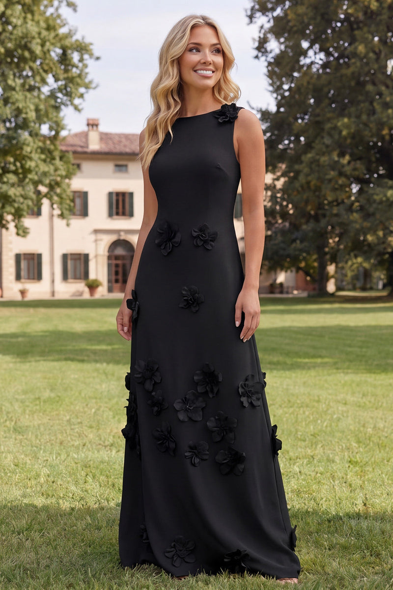 Load image into Gallery viewer, Floral Red Boat Neck A Line Maxi Formal Dress