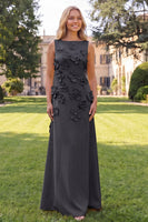 Load image into Gallery viewer, Floral Hot Pink A Line Boat Neck Long Formal Dress