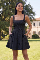 Load image into Gallery viewer, Floral Blue Short Square Neck A Line Birthday Party Dress with Pockets