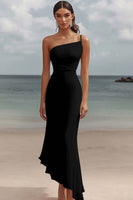 Load image into Gallery viewer, White Chiffon Sheath One Shoulder Engagement Dress