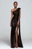 Load image into Gallery viewer, Sparkly Gold Mermaid One Shoulder Metallic Long Formal Dress with Slit