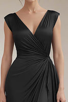 Load image into Gallery viewer, Peacock V-Neck Sheath Ruched Maxi Formal Dress with Ruffles