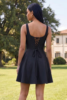 Load image into Gallery viewer, Floral Blue Short Square Neck A Line Birthday Party Dress with Pockets