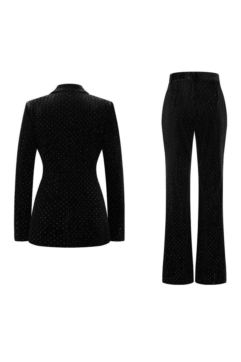 Load image into Gallery viewer, 2 Piece Sparkly Dark Green Peak Lapel Women Prom Suits