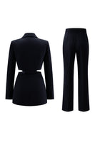 Load image into Gallery viewer, 2 Piece Grey Blue Notched Lapel Cut Out Women Prom Suits