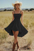 Load image into Gallery viewer, Ivory Satin A Line Mini Boho Western Wedding Dress