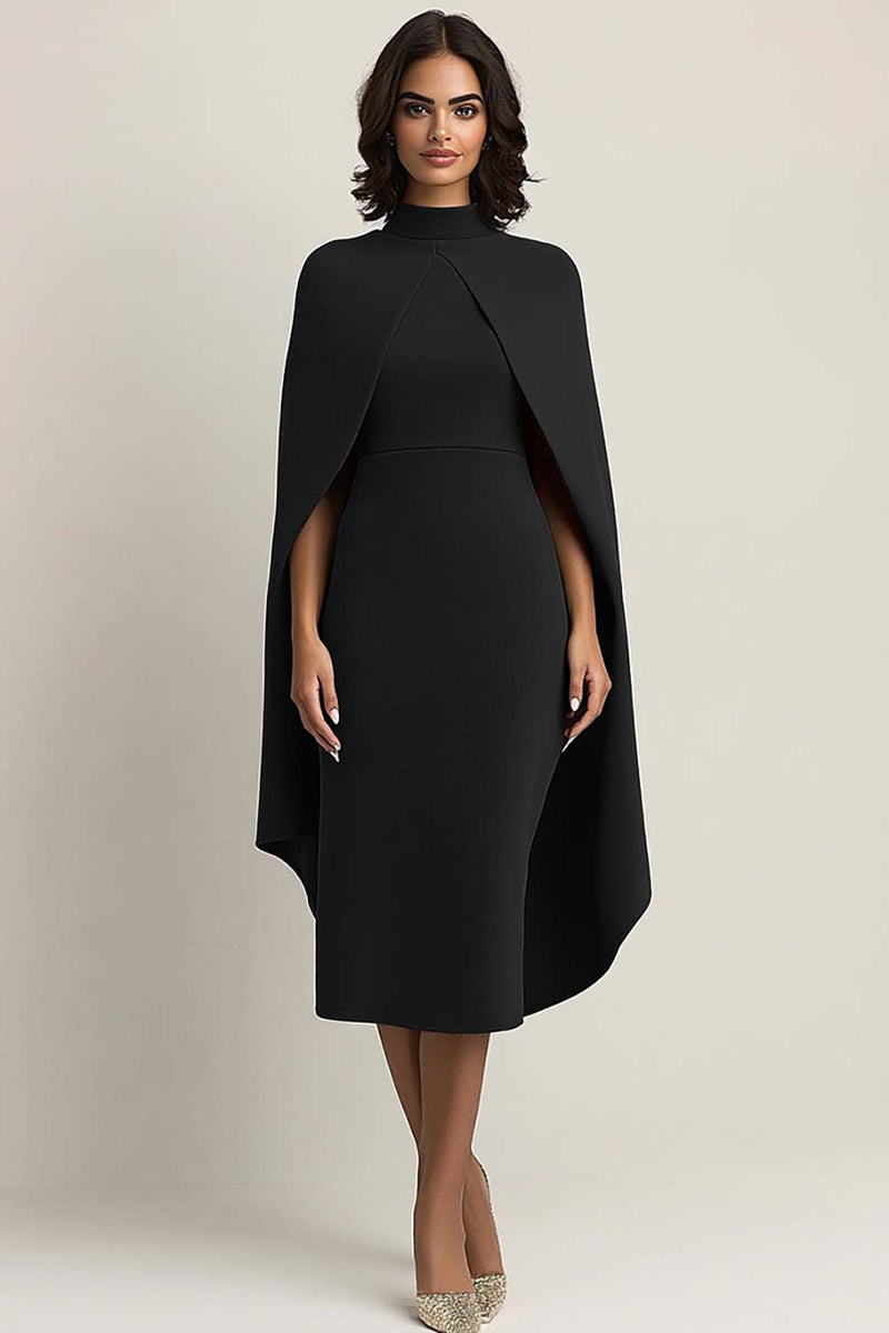 Load image into Gallery viewer, Black Sheath High Neck Long Formal Dress with Shawl