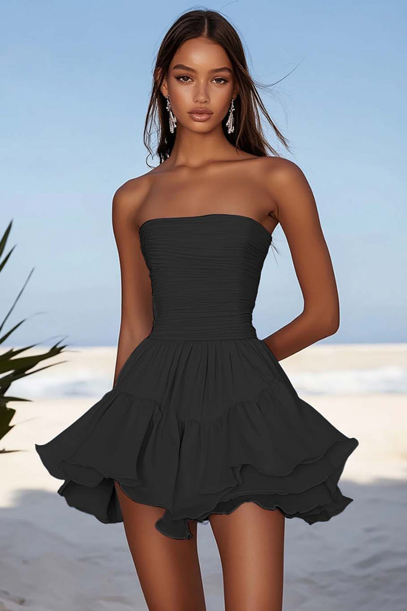 Load image into Gallery viewer, Yellow Chiffon Ruched Mini Party Dress with Ruffles