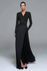 Load image into Gallery viewer, Black and White Patchwork Long Sleeves V-Neck Formal Dress with Pockets