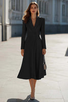 Load image into Gallery viewer, Sky Blue Satin Shawl Lapel A Line Midi Blazer Dress with Sleeves