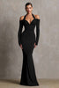 Load image into Gallery viewer, Burgundy Halter Mermaid Long Sleeves Formal Dress
