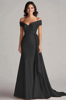 Load image into Gallery viewer, Peacock Mermaid Satin Off the Shoulder Maxi Formal Dress