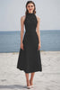 Load image into Gallery viewer, Dusty Rose High Neck Ruched Maxi Rehearsal Dinner Dress