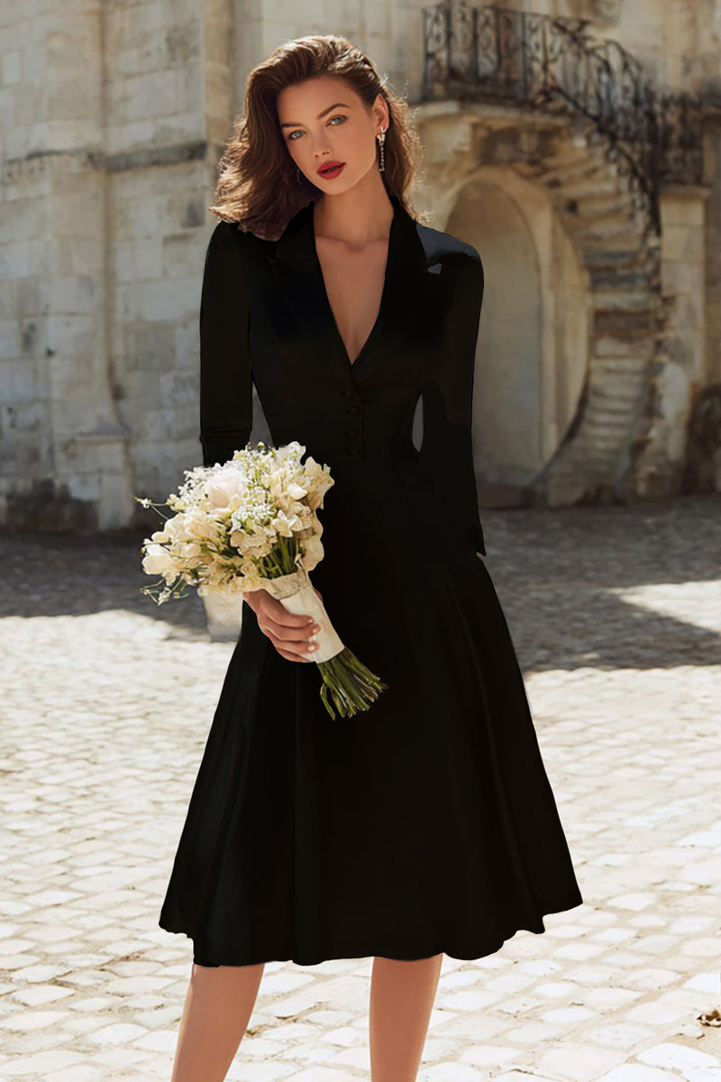 Load image into Gallery viewer, Ivory A Line Peak Lapel Midi Engagement Blazer Dress with Sleeves