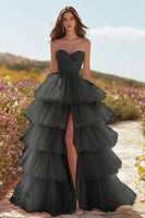 Load image into Gallery viewer, Princess Pink Tulle Sweetheart Long Prom Dress with Ruffles
