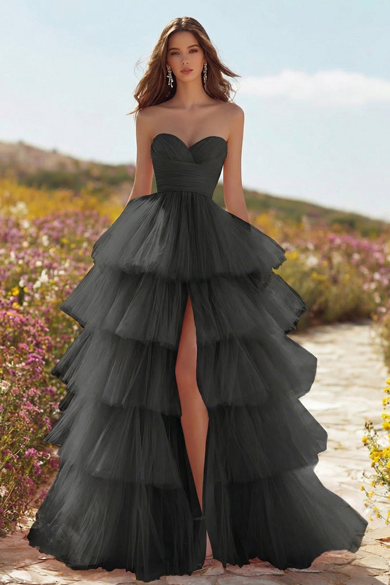 Load image into Gallery viewer, Princess Pink Tulle Sweetheart Long Prom Dress with Ruffles