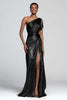 Load image into Gallery viewer, Sparkly Brown Mermaid One Shoulder Metallic Long Formal Dress with Slit