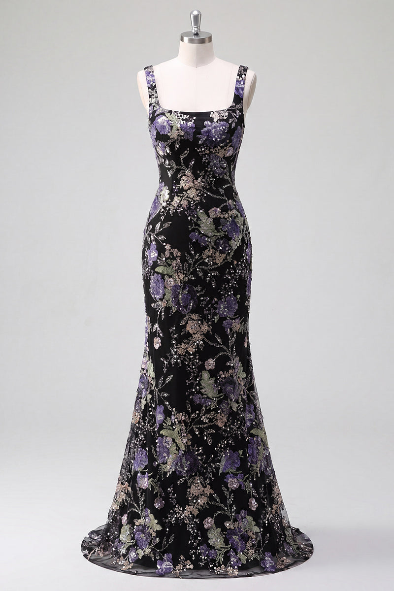 Load image into Gallery viewer, Sparkly Pink Long Mermaid Floral Beaded Formal Dress