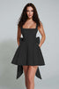 Load image into Gallery viewer, Black Square Neck Satin A Line Short Prom Dress with Bow