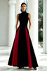 Load image into Gallery viewer, Black and White A Line High Neck Maxi Formal Dress