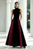 Load image into Gallery viewer, Black and White A Line High Neck Maxi Formal Dress