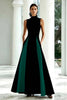 Load image into Gallery viewer, Black and White A Line High Neck Maxi Formal Dress