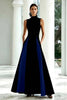 Load image into Gallery viewer, Black and White A Line High Neck Maxi Formal Dress