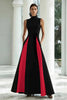 Load image into Gallery viewer, Black and White A Line High Neck Maxi Formal Dress