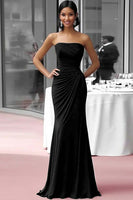 Load image into Gallery viewer, Coffee Strapless Sheath Ruched Floor Length Gala Dress