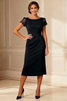 Load image into Gallery viewer, Brown Boat Neck Bodycon Midi Mother of the Bride Dress with Lace