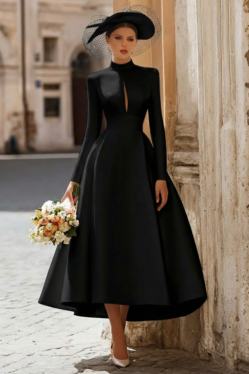 Load image into Gallery viewer, Vintage Ivory High Neck Keyhole A Line Long Wedding Dress with Sleeves