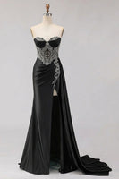 Load image into Gallery viewer, Sparkly Plus Size Mermaid Mint Green Maxi Corset Prom Dress with Slit