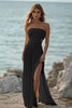 Load image into Gallery viewer, White Chiffon Sheath Strapless Engagement Dress with Slit