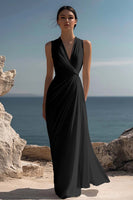 Load image into Gallery viewer, White Chiffon V-Neck Sheath Long Reception Dress