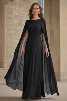 Load image into Gallery viewer, Navy Scoop Neck Chiffon Mother of the Bride Dress with Cape