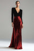 Load image into Gallery viewer, Sparkly Gold and Black V-Neck Velvet Maxi Holiday Party Dress with Sleeves
