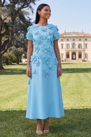 Load image into Gallery viewer, Dark Green A Line Floral Round Neck Maxi Formal Dress with Sleeves