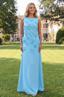 Load image into Gallery viewer, Floral Hot Pink A Line Boat Neck Long Formal Dress
