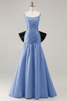 Load image into Gallery viewer, Fuchsia Strapless Long Mermaid Prom Dress with Bow