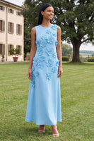 Load image into Gallery viewer, Hot Pink A Line Floral Round Neck Maxi Formal Dress