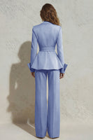 Load image into Gallery viewer, 2 Piece Ivory Peak Lapel Wide Leg Long Business Suits with Sash