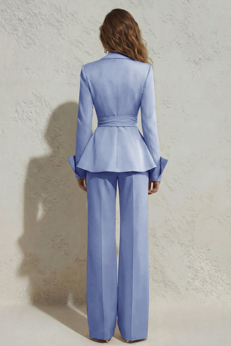 Load image into Gallery viewer, 2 Piece Ivory Peak Lapel Wide Leg Long Business Suits with Sash