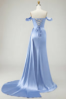 Load image into Gallery viewer, Sparkly Golden Long Mermaid Prom Dress with Side Cape