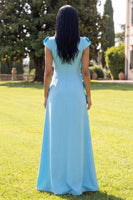 Load image into Gallery viewer, Black Floral A Line Round Neck Long Formal Dress with Sleeves