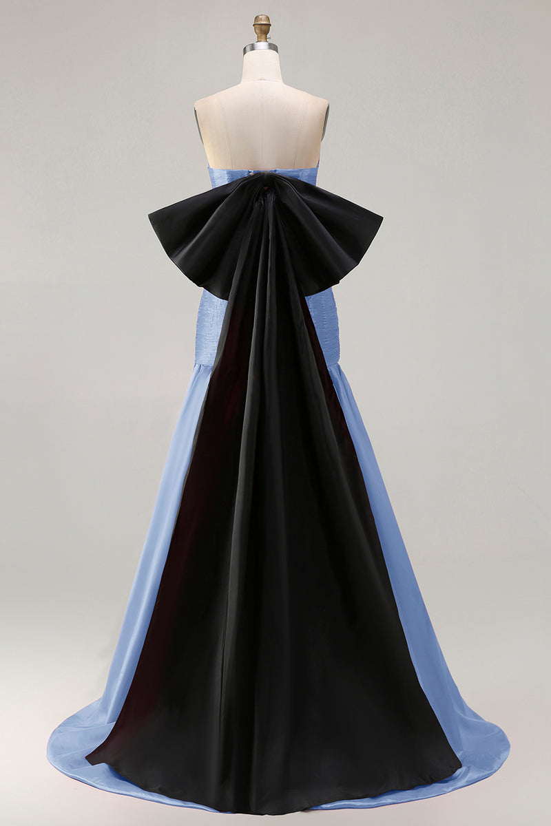 Load image into Gallery viewer, Fuchsia Strapless Long Mermaid Prom Dress with Bow