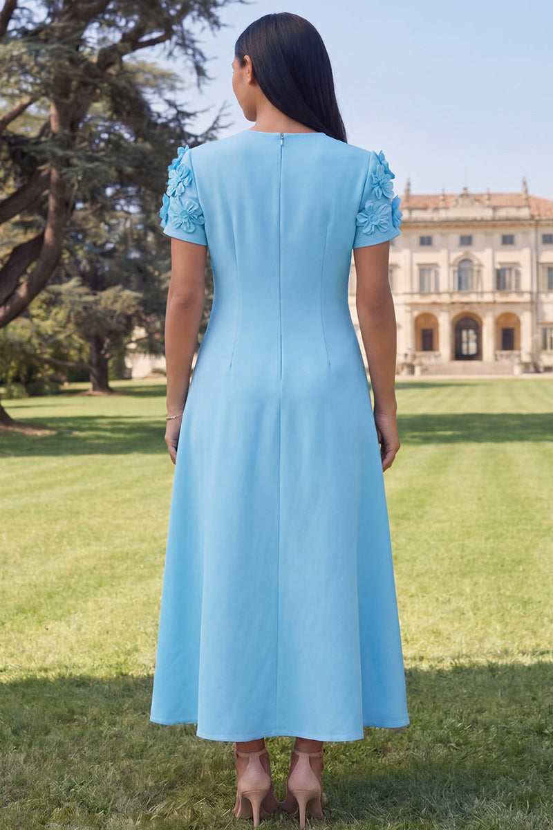Load image into Gallery viewer, Dark Green A Line Floral Round Neck Maxi Formal Dress with Sleeves