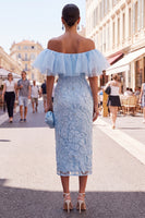 Load image into Gallery viewer, Butter Yellow Floral Ruffled Beaded Sheath Maxi Wedding Guest Dress