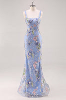 Load image into Gallery viewer, Sparkly Pink Long Mermaid Floral Beaded Formal Dress