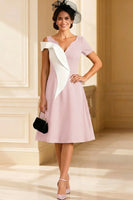 Load image into Gallery viewer, Black and White A Line V Neck Midi Mother of the Bride Dress